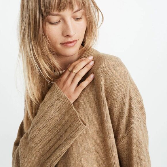 MADEWELL Ayres Wide Sleeve Alpaca Blend Pullover Sweater In Heather Cumin Sz XS - Picture 7 of 8
